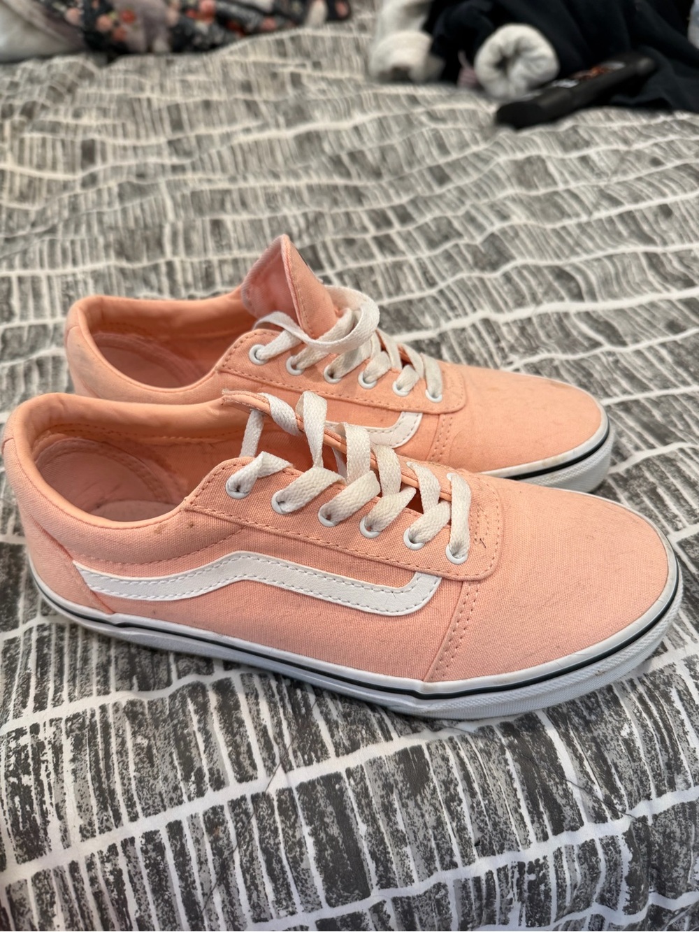 Vans Peach Canvas Low-Top Sneakers with White Laces